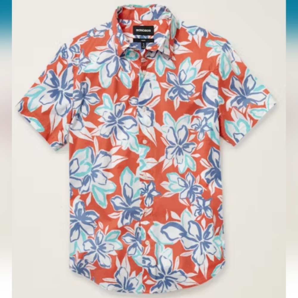 Bonobos Men's Riviera Short Sleeve Slim Fit Shirt Chili Corinth Floral XL
